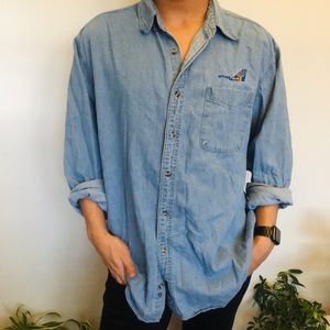 Denim long sleeved button up